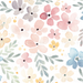 Ditsy Floral Faded Blue Pink On White