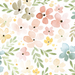 Ditsy Floral Faded Pink Aqua Flowers On White