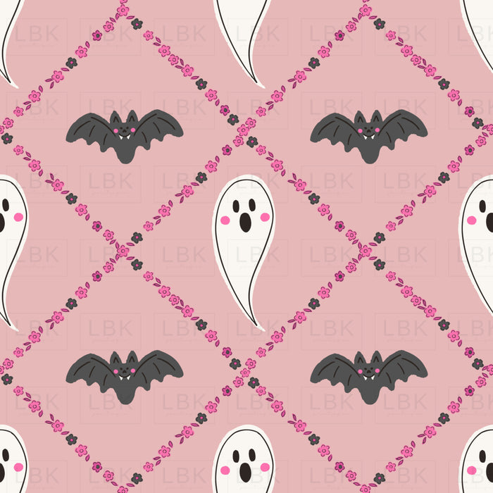 Ditsy Floral Trellis with Ghost and Bats