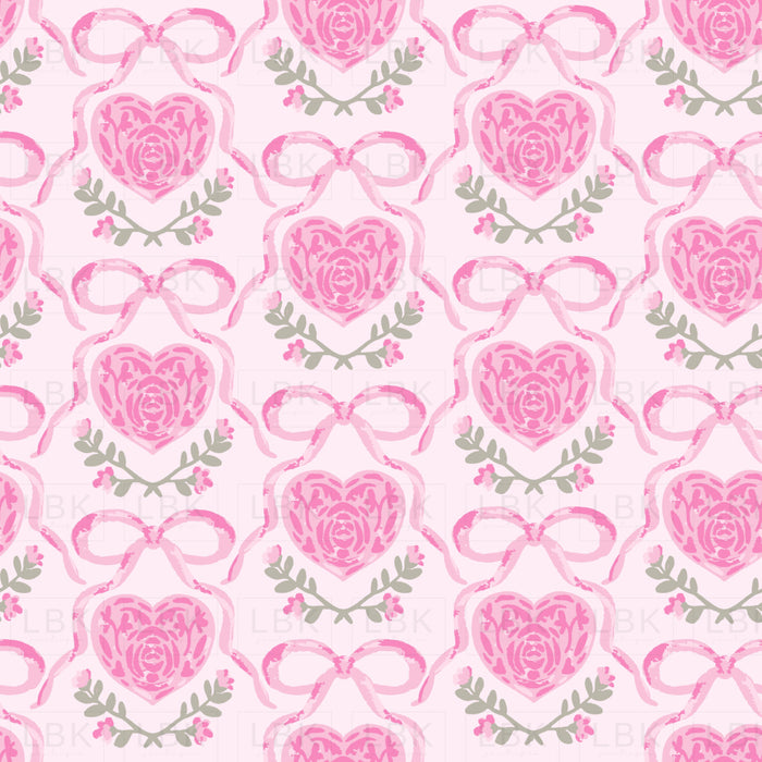 Engraved Hearts And Bows Light Pink