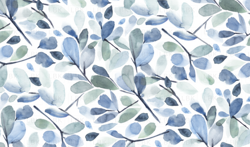 Faded Watercolor Leaves - Blue