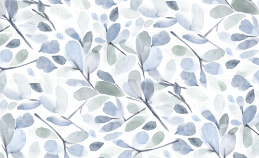 Faded Watercolor Leaves - Blue Mist