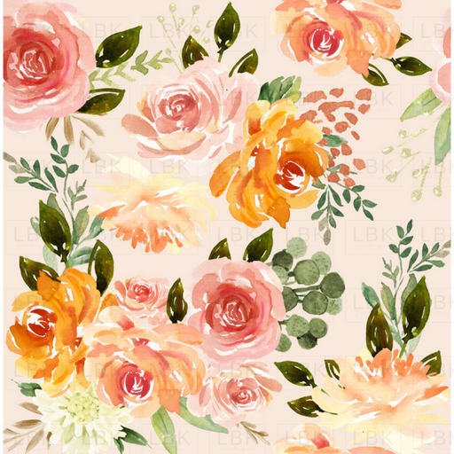 Fall Blossom Florals On Peach White