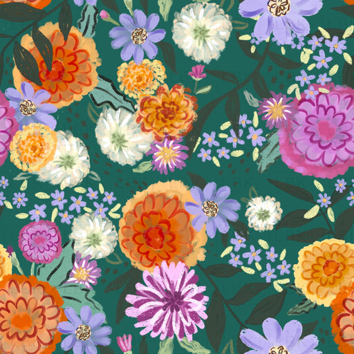 Fall floral on dark teal