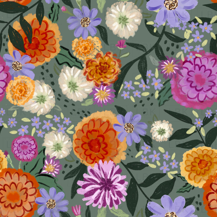 Fall floral on sage green