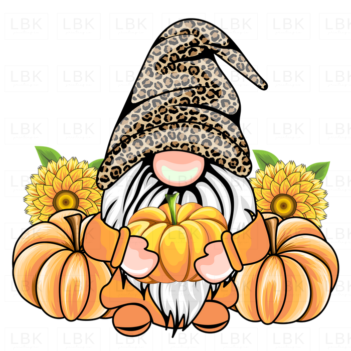 Fall Gnome - Pumpkin And Leopard