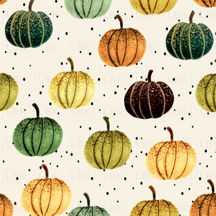 Fall Pumpkins On Spanish Cream Black Dots