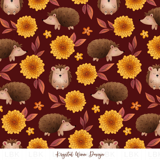 Fall Yall Floral Hedgehogs Maroon