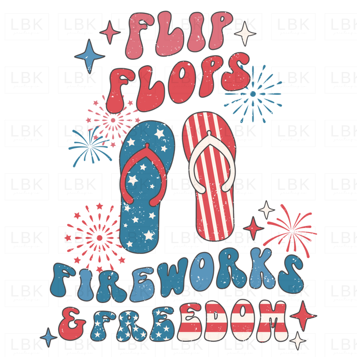 Flip Flops Fireworks & Freedom - Distressed