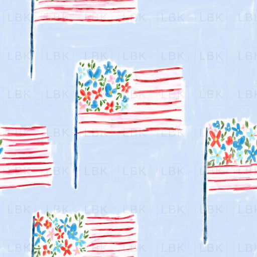 Floral Flag On Blue