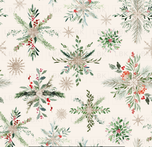 Floral Snowflakes On Off-White