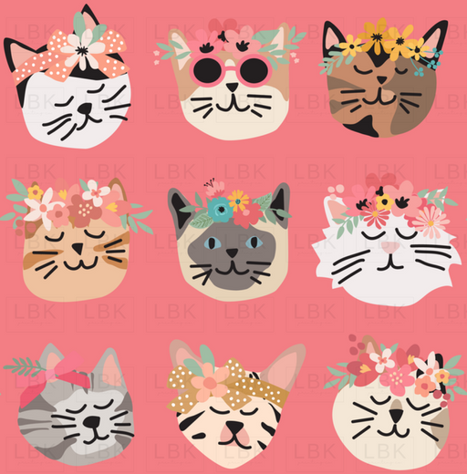 Flower Cats Pink