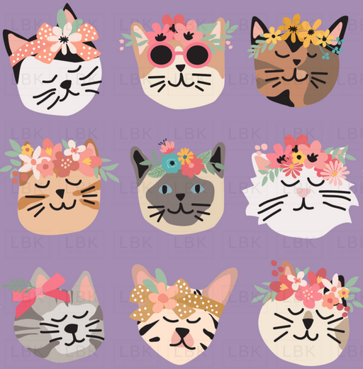 Flower Cats Purple