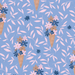 Flowers In Ice Cream Cone On Light Blue
