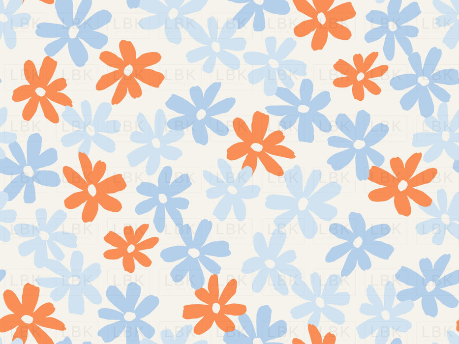 Flowers In Tangerine And Blue
