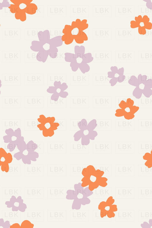 Flowers In Tangerine And Pastel Lilac