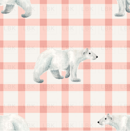 Forest And Frost Polar Bear Plaid Pink Cream