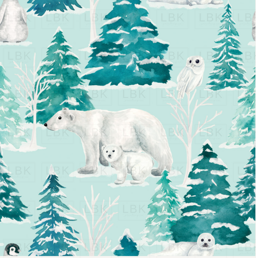 Forest And Frost Winter Animals Blue