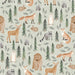 Forest Woodland Animals- Light Green Linen