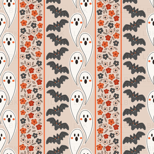 Ghost Bat Floral Stripes Taupe and Rust-01
