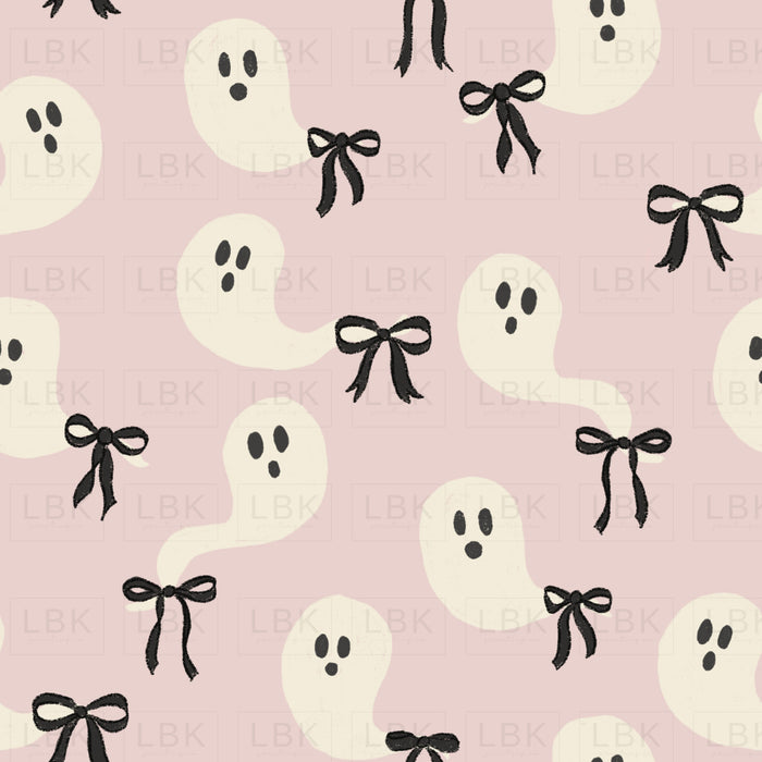 Ghosts with Black Bows on Light Pink