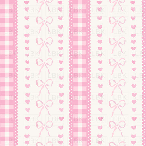 Gingham Bow Heart Stripe Pink And White