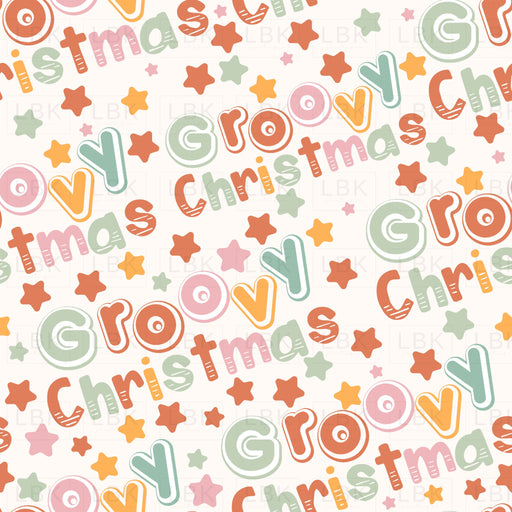 Groovy Christmas Text Pattern Boho