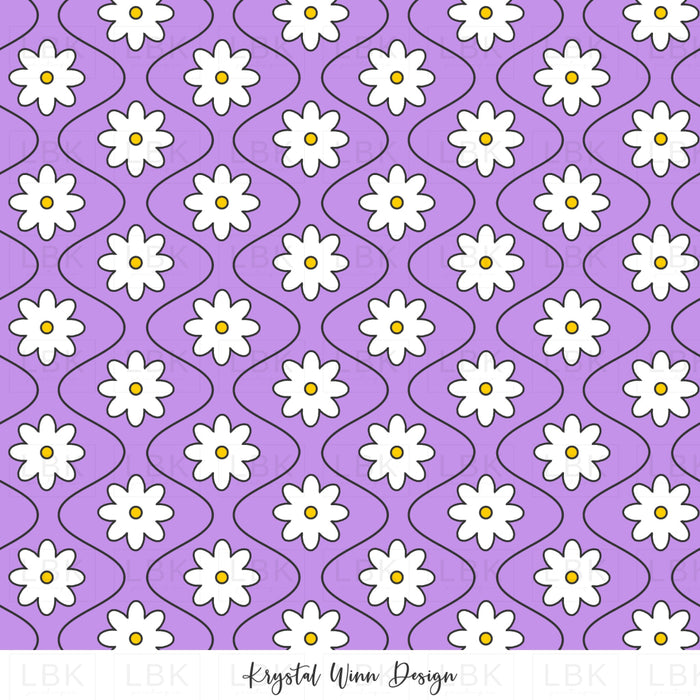 Groovy Wave Flowers Purple