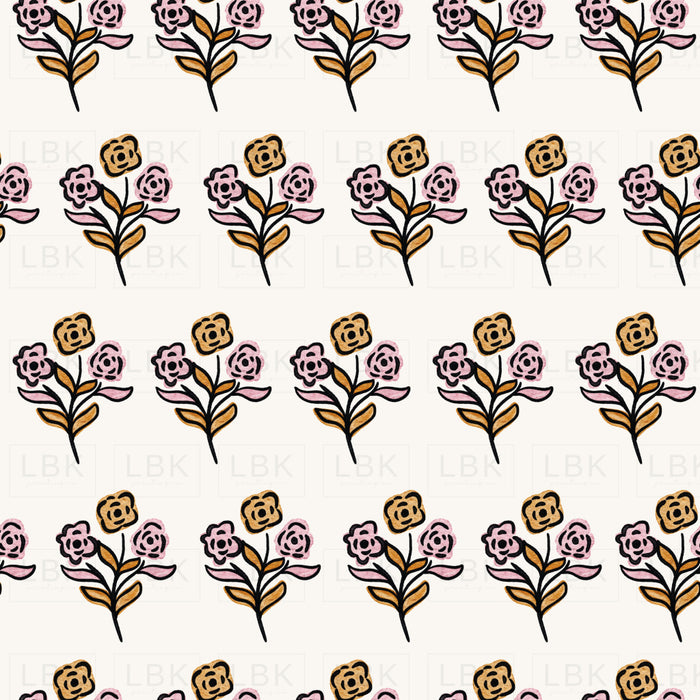 Halloween 25 Block Floral White