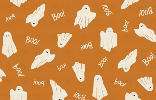 Halloween Boo Ghosts On Pumpkin Orange
