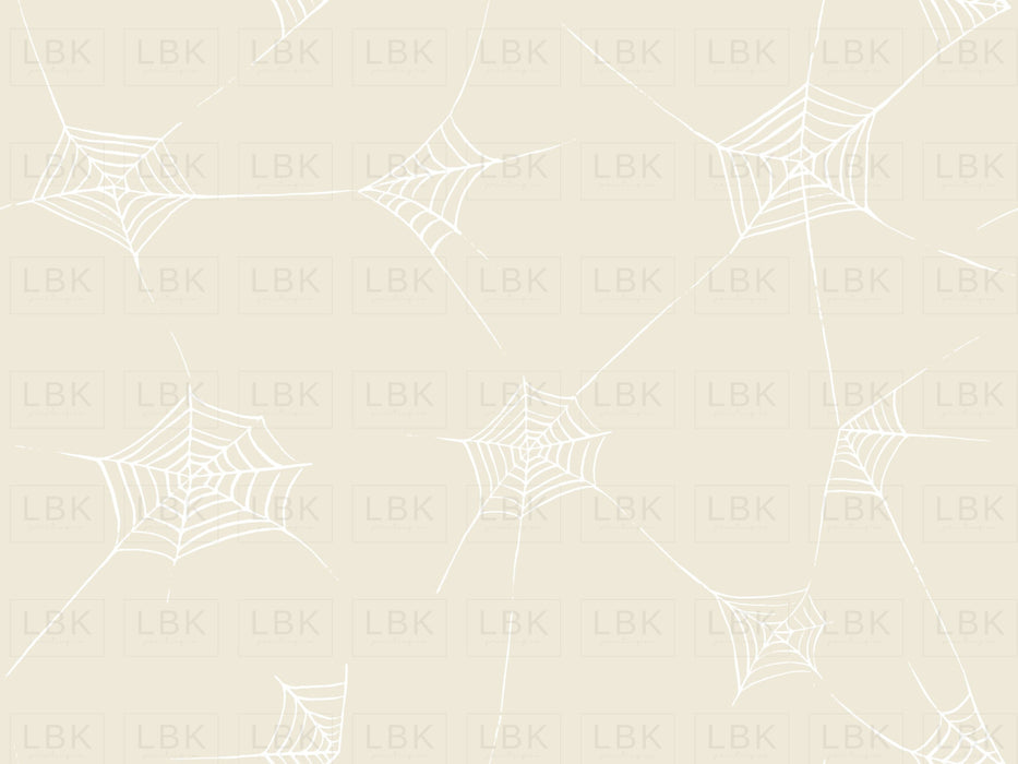 Halloween Fabric Spiderwebs In Bone And White