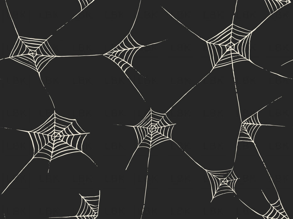 Halloween Fabric Spiderwebs In Charcoal Black And White