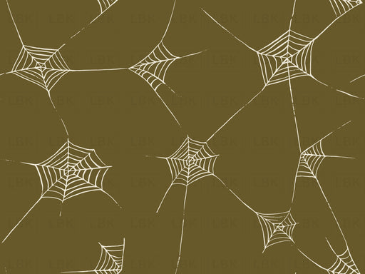Halloween Fabric Spiderwebs In Dark Olive