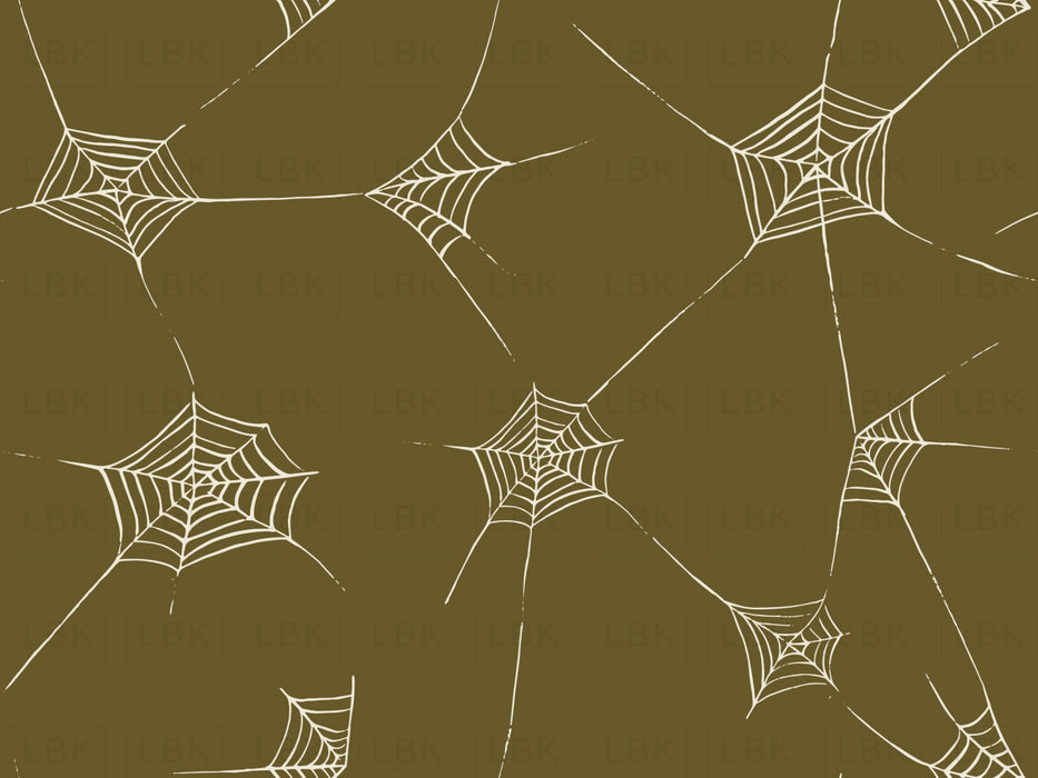 Halloween Fabric Spiderwebs In Dark Olive
