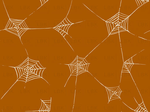 Halloween Fabric Spiderwebs On Dark Burnt Orange