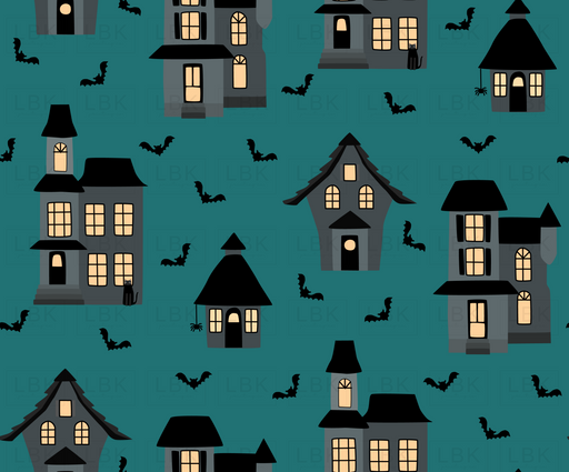 Haunted House On Teal