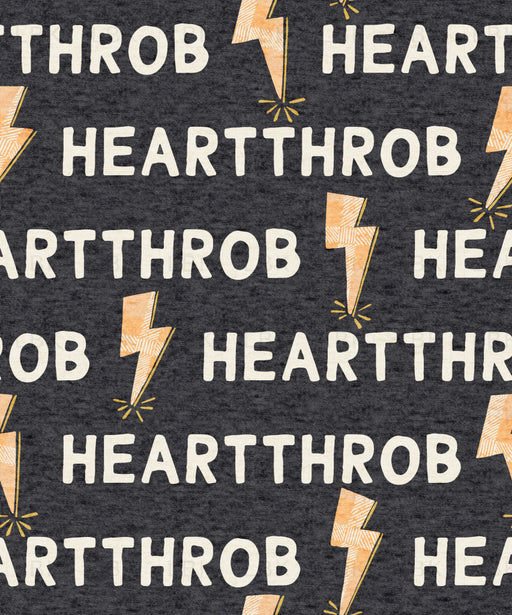 Heart Throb On Charcoal Fabric