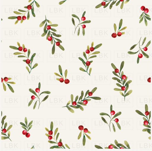 Holly And Pine Holiday Sprigs Cream