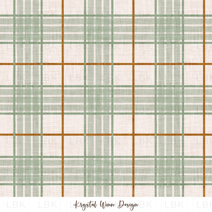 Home For Christmas Plaid Cream And Sage