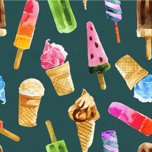Ice Cream And Popsicles On Teal