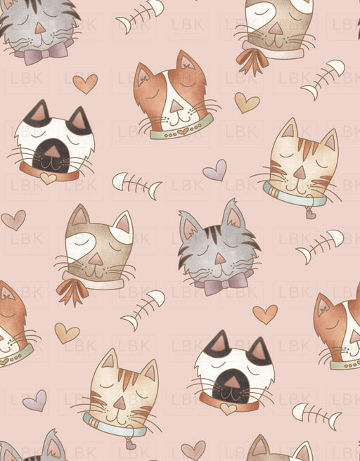 Kitty Love Cat Faces Baby Pink