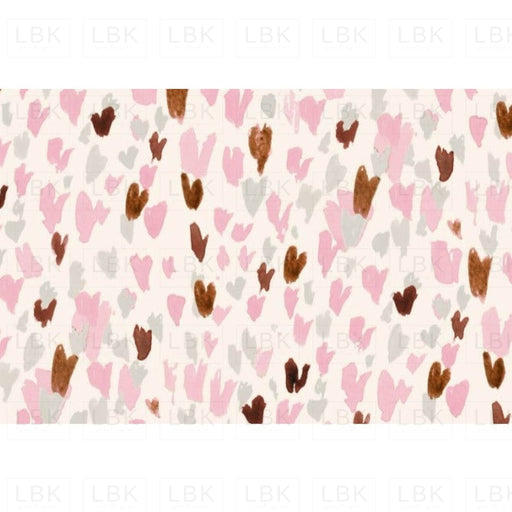 Leopard Heart Pink Rust Gray On Cream 12 In 150 Straight