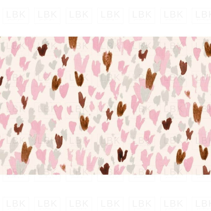 Leopard Heart Pink Rust Gray On Cream 12 In 150 Straight