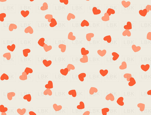 Little Valentine Confetti Hearts On Vanilla Fabric