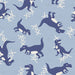 Little Valentine Hugs And Kisses Dinos In Blues Fabric