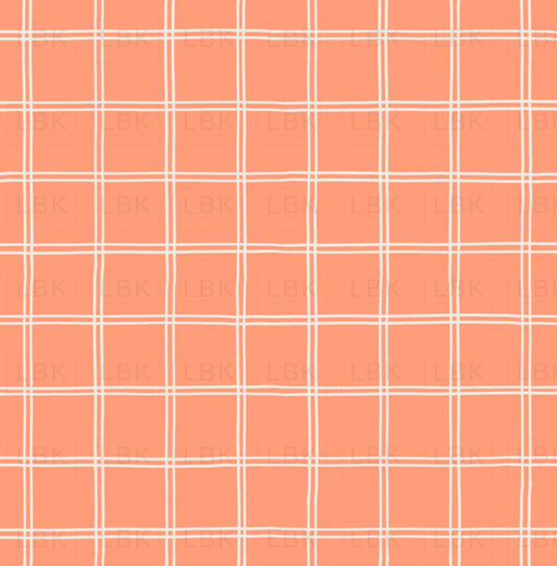Little Valentine Minimal Grid In Coral Pink Fabric