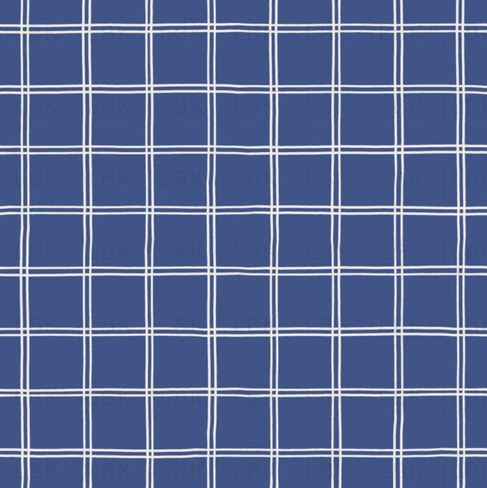 Little Valentine Minimal Grid In Ultramarine Blue Fabric