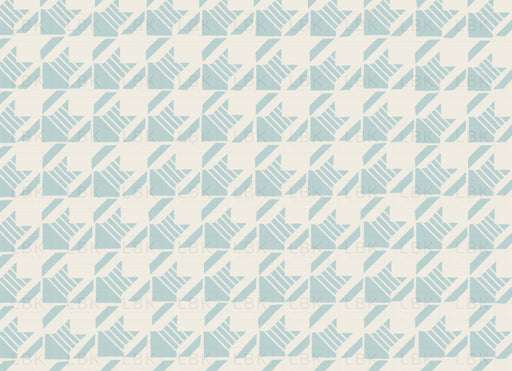 Little Valentine Striped Houndstooth In Aquamarine Blue Fabric