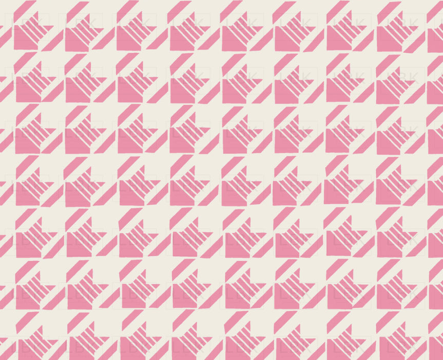 Little Valentine Striped Houndstooth In Pink Mauve Fabric