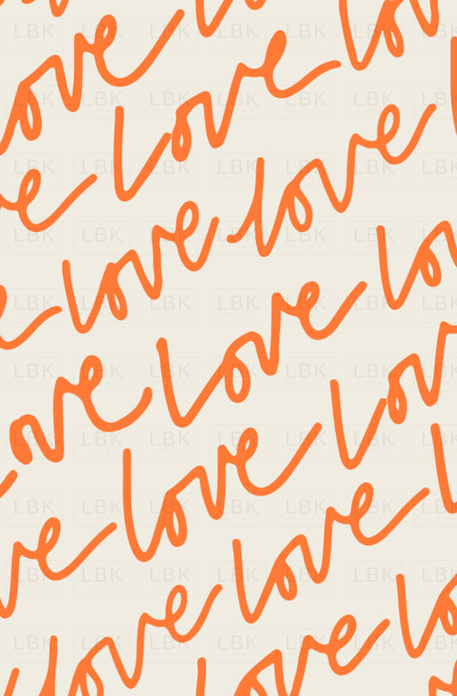 Little Valentine Words Of Love In Papaya Orange Fabric
